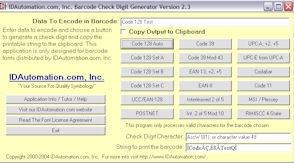 Barcode Font Check Digit Calculator Application Tool