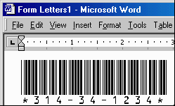 Code 39 Barcode Created in Word with the Free Code 39 Font